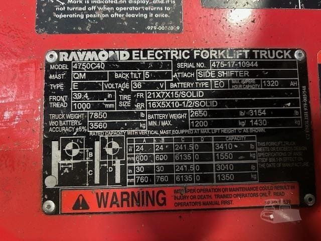 2017 Raymond 4750C40 Telehandlers Forklifts for sale in Batavia, IL - listing photo 8 of 8