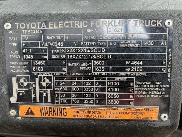 2018 Toyota 7FBCU45 Telehandlers Forklifts for sale in Batavia, IL - listing photo 2 of 8