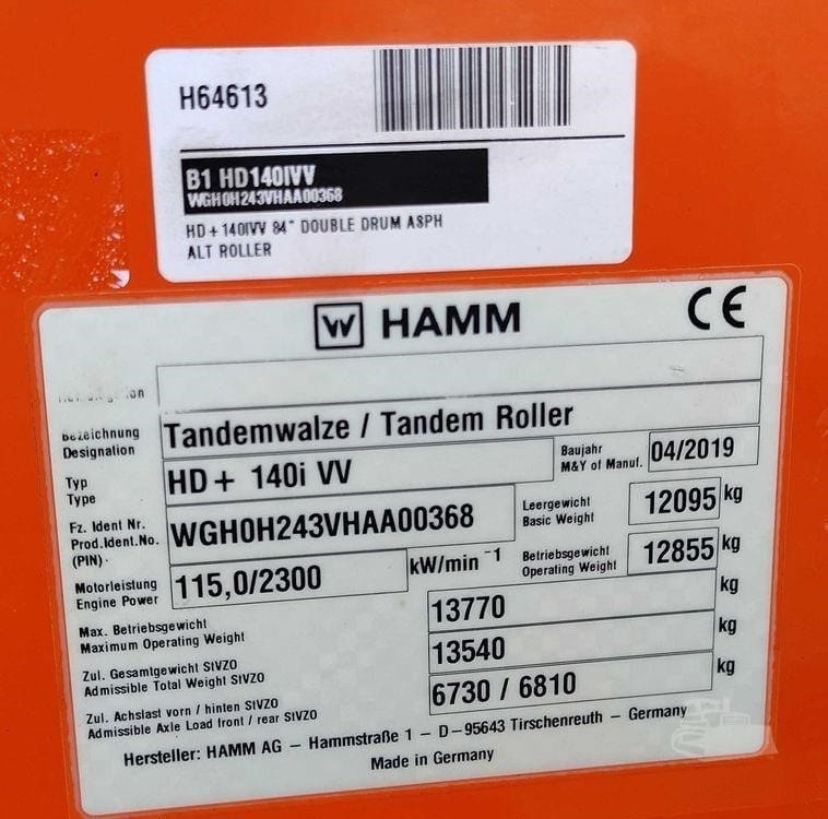 2019 HAMM HD+140IVV Smooth Drum Rollers for sale in Panora, IA - listing photo 37 of 43