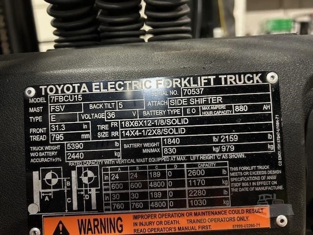 2019 Toyota 7FBCU15 Telehandlers Forklifts for sale in Batavia, IL - listing photo 8 of 8