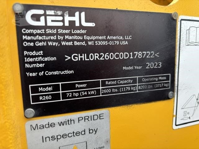 2023 Gehl R260 Skid Steer Loaders for sale in Otley, IA - listing photo 5 of 8
