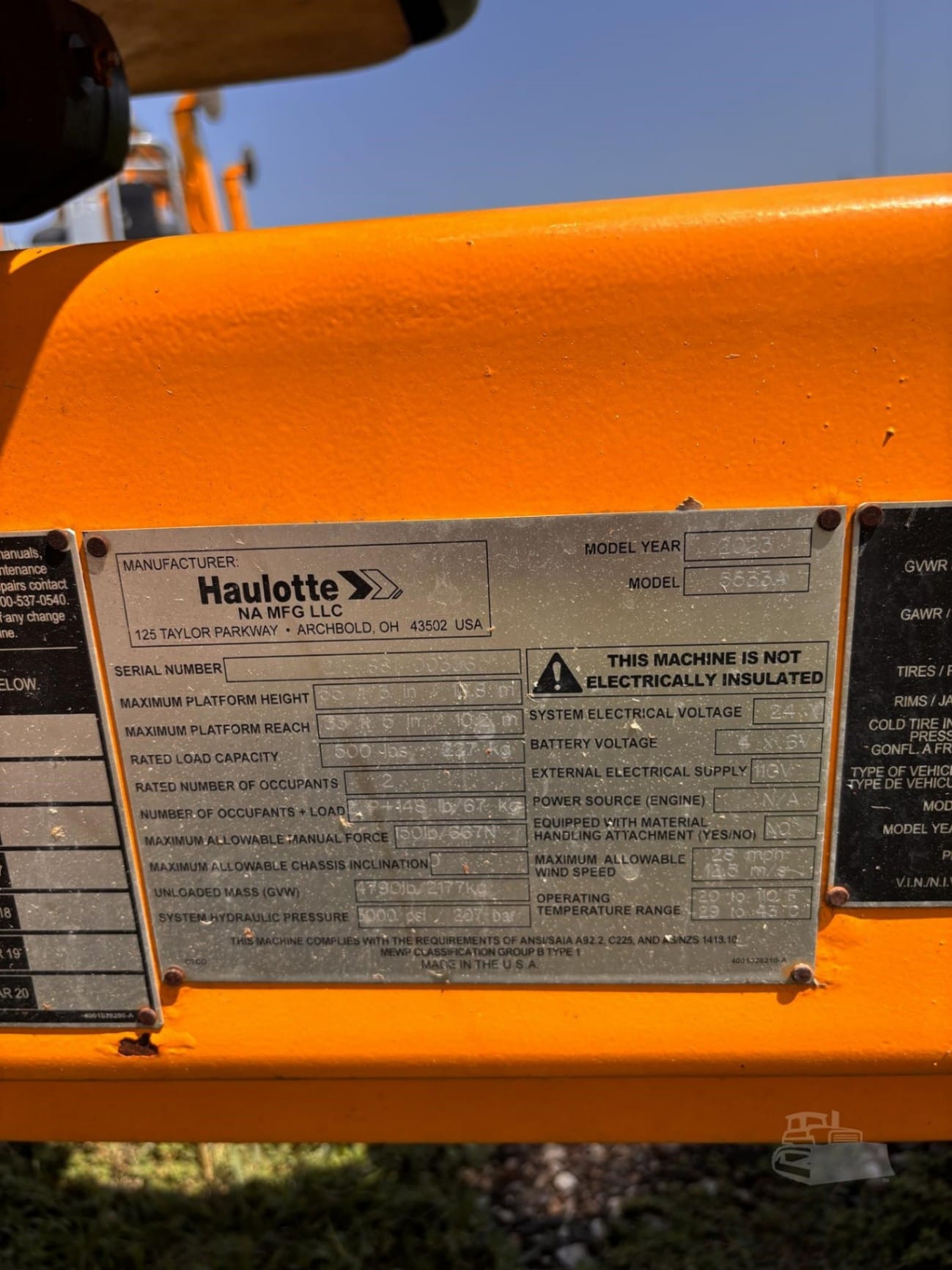 2023 Haulotte 5533A Telescopic Boom Lift Straight for sale in Fort Dodge, IA - listing photo 6 of 6